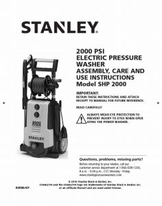 STANLEY SHP2000 Operating Manual