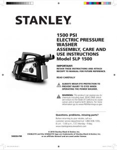 stanley slp1500 instruction manual